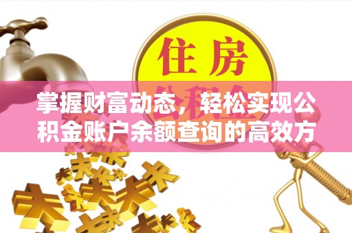 潍坊掌握财富动态，轻松实现公积金账户余额查询的高效方法