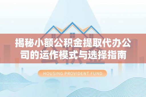 潍坊揭秘小额公积金提取代办公司的运作模式与选择指南
