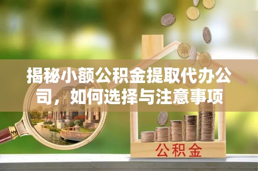潍坊揭秘小额公积金提取代办公司，如何选择与注意事项